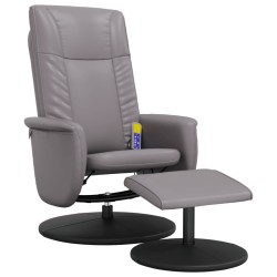 vidaXL Massagesessel mit Fußhocker Grau Kunstleder