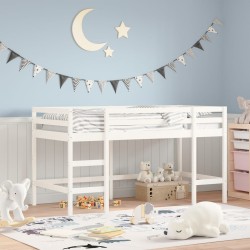 vidaXL Kinderhochbett mit Leiter Weiß 90x190 cm Massivholz Kiefer