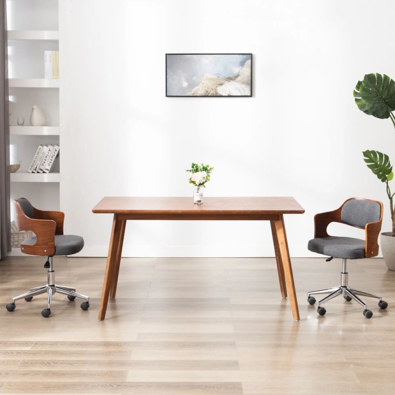 Drehbarer Bürostuhl Grau Bugholz und Stoff Drehbarer Bürostuhl Grau Bugholz und Stoff