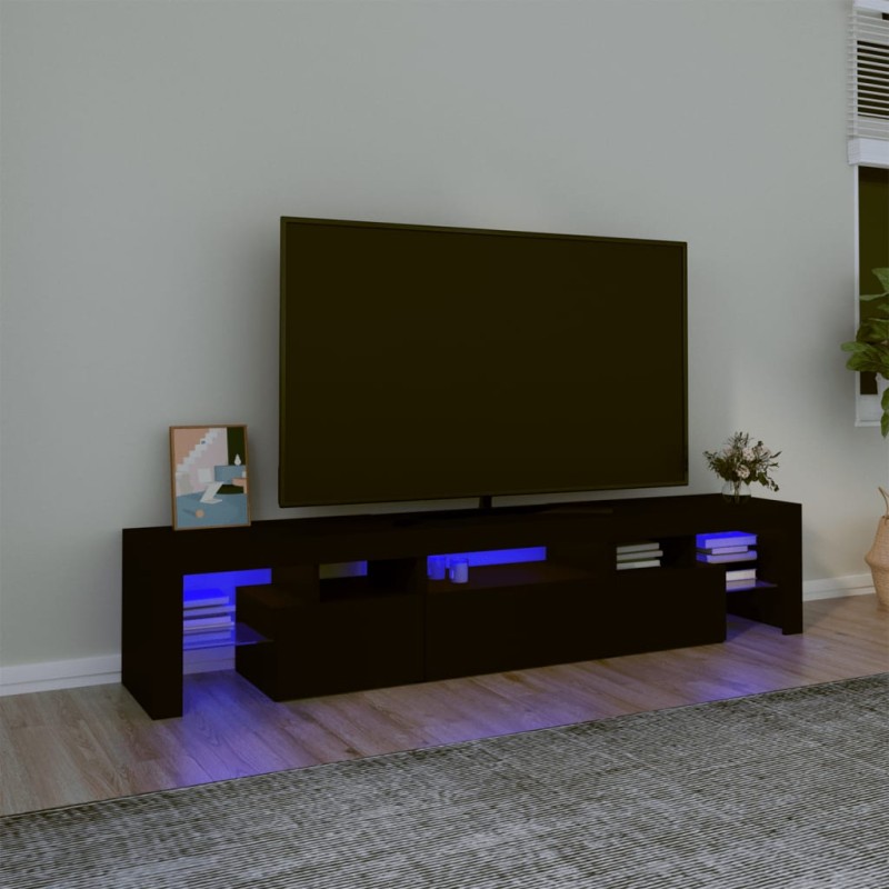 vidaXL TV-Schrank mit LED-Leuchten Schwarz 200x36,5x40 cm vidaXL TV-Schrank mit LED-Leuchten Schwarz 200x36,5x40 cm