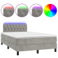 vidaXL Boxspringbett mit Matratze & LED Hellgrau 120x200 cm Samt vidaXL Boxspringbett mit Matratze & LED Hellgrau 120x200 cm Samt