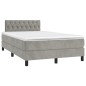vidaXL Boxspringbett mit Matratze & LED Hellgrau 120x200 cm Samt vidaXL Boxspringbett mit Matratze & LED Hellgrau 120x200 cm Samt