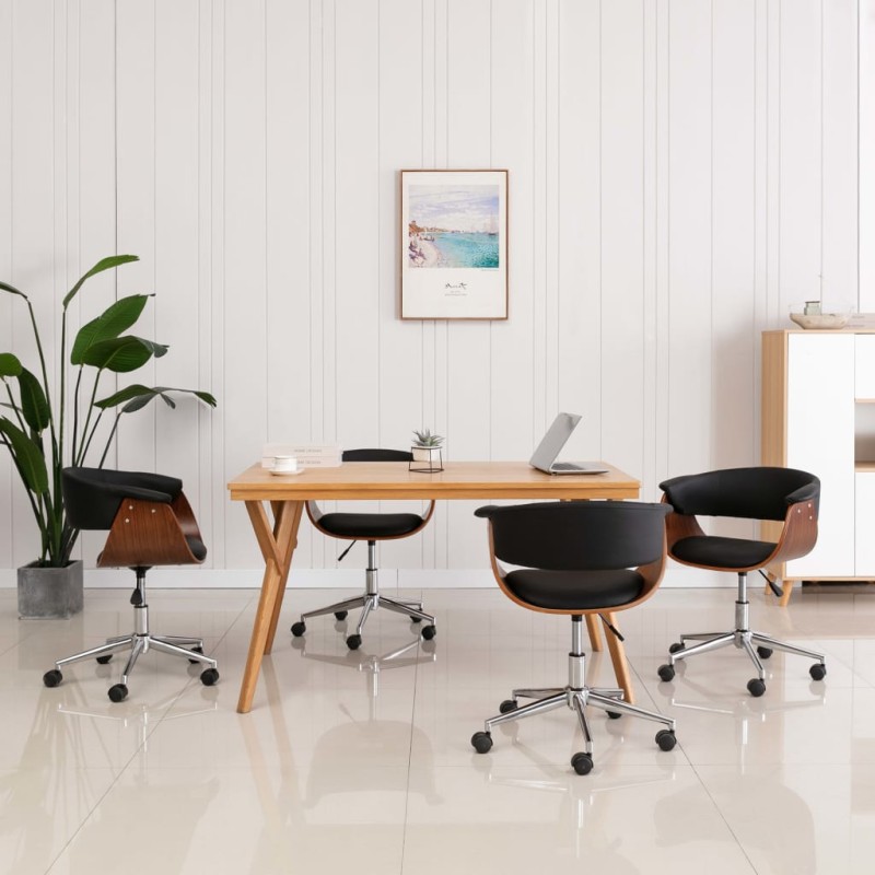 Drehbare Esszimmerstühle 4 Stk. Schwarz Kunstleder Drehbare Esszimmerstühle 4 Stk. Schwarz Kunstleder