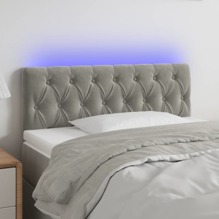 vidaXL LED Kopfteil Hellgrau 100x7x78/88 cm Samt