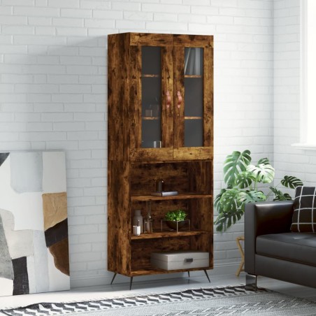 Highboard Räuchereiche 69,5x34x180 cm Holzwerkstoff