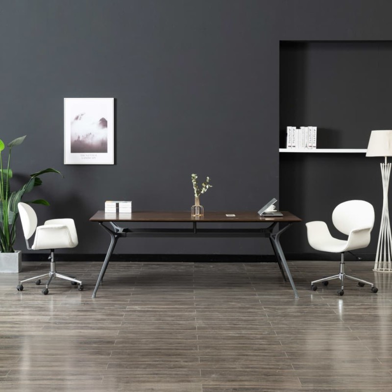 vidaXL Esszimmerstühle 2 Stk. Drehbar Weiß Kunstleder vidaXL Esszimmerstühle 2 Stk. Drehbar Weiß Kunstleder
