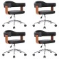 Drehbare Esszimmerstühle 4 Stk. Schwarz Bugholz und Kunstleder Drehbare Esszimmerstühle 4 Stk. Schwarz Bugholz und Kunstleder