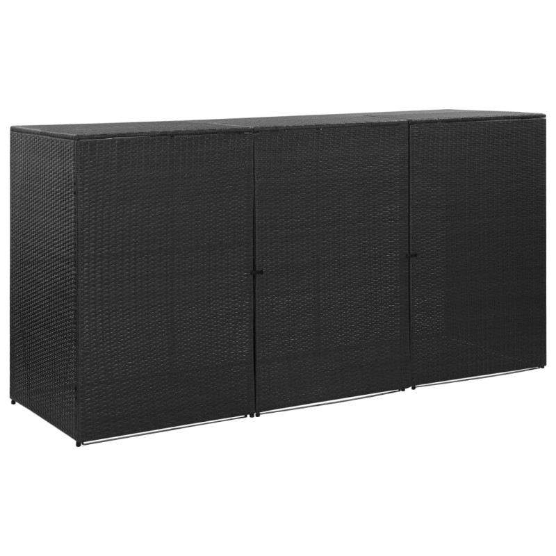 vidaXL Mülltonnenbox für 3 Tonnen Schwarz 229x78x120 cm Poly Rattan vidaXL Mülltonnenbox für 3 Tonnen Schwarz 229x78x120 cm Poly Rattan