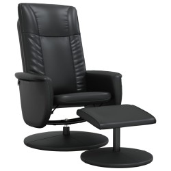 vidaXL Relaxsessel mit Fußhocker Schwarz Kunstleder