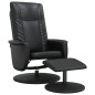 vidaXL Relaxsessel mit Fußhocker Schwarz Kunstleder vidaXL Relaxsessel mit Fußhocker Schwarz Kunstleder