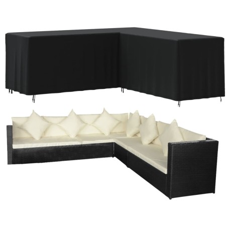 vidaXL Gartensofa-Abdeckung L-Form Schwarz 254x254x86 cm 420D Oxford