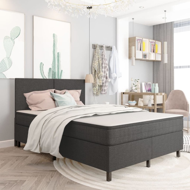 Boxspringbett Dunkelgrau Stoff 180x200 cm Boxspringbett Dunkelgrau Stoff 180x200 cm