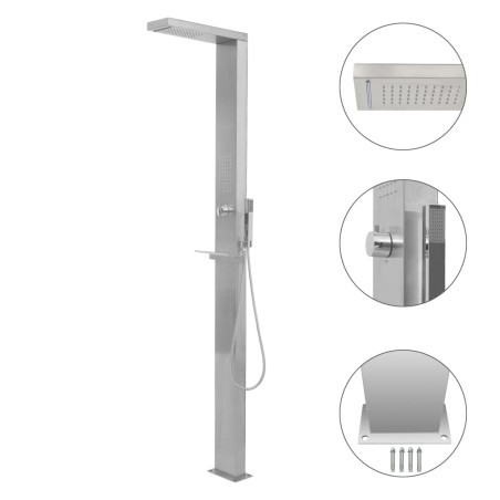 vidaXL Gartendusche Edelstahl Quadratisch 