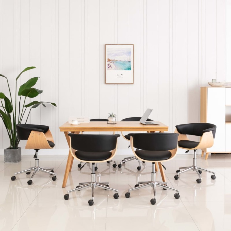 Drehbare Esszimmerstühle 6 Stk. Schwarz Kunstleder Drehbare Esszimmerstühle 6 Stk. Schwarz Kunstleder