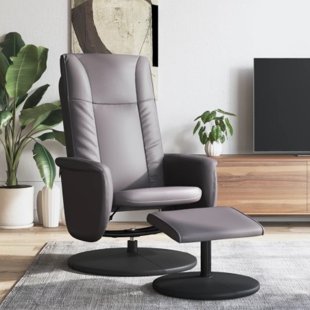 vidaXL Relaxsessel mit Fußhocker Grau Kunstleder