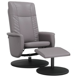 vidaXL Relaxsessel mit Fußhocker Grau Kunstleder
