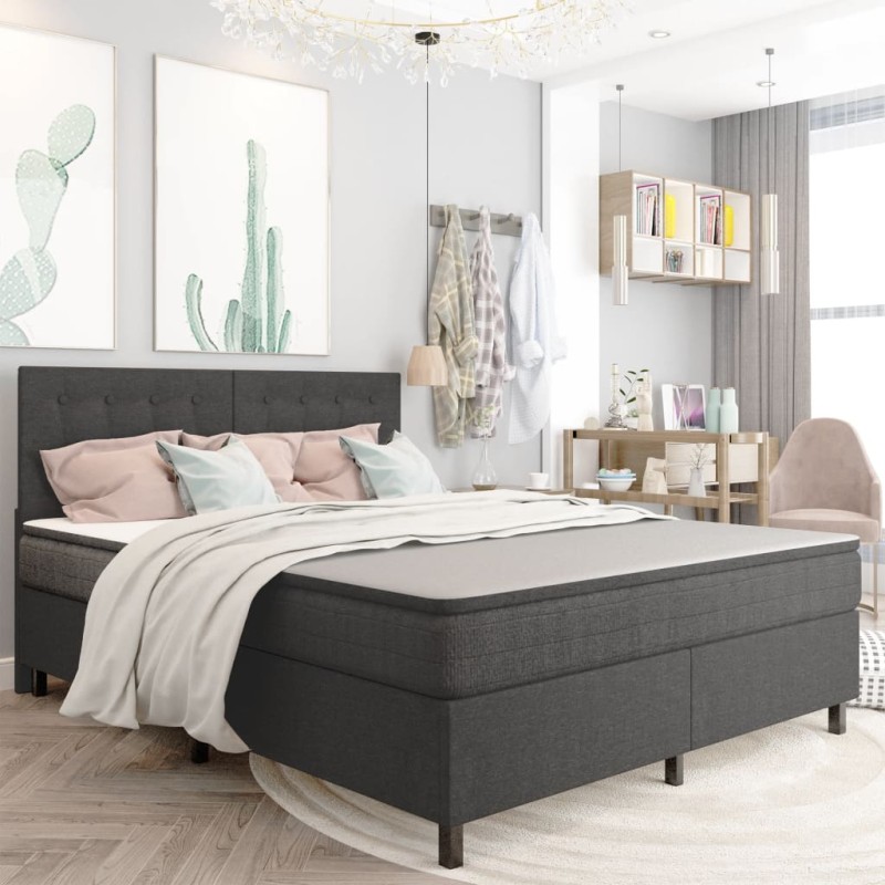 Boxspringbett Dunkelgrau Stoff 180x200 cm Boxspringbett Dunkelgrau Stoff 180x200 cm