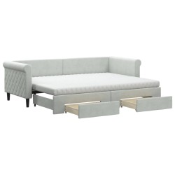 vidaXL Tagesbett Ausziehbar mit Schubladen Hellgrau 80x200 cm Samt