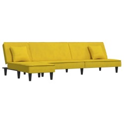 vidaXL Schlafsofa in L-Form Gelb 255x140x70 cm Samt