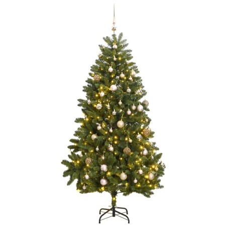 vidaXL Künstlicher Weihnachtsbaum Klappbar 300 LEDs & Kugeln 270 cm
