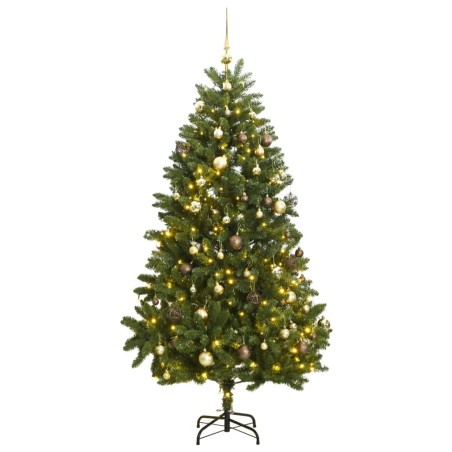 vidaXL Künstlicher Weihnachtsbaum Klappbar 300 LEDs & Kugeln 270 cm