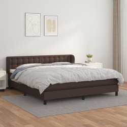 vidaXL Boxspringbett mit Matratze Braun 160x200 cm Kunstleder