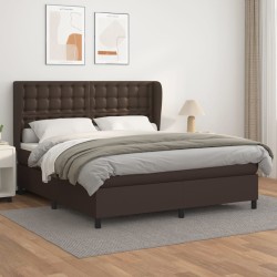 vidaXL Boxspringbett mit Matratze Braun 160x200 cm Kunstleder