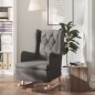 vidaXL Schaukelsessel mit Kautschukholz-Beinen Dunkelgrau Stoff vidaXL Schaukelsessel mit Kautschukholz-Beinen Dunkelgrau Stoff