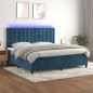 vidaXL Boxspringbett mit Matratze & LED Dunkelblau 200x200 cm Samt