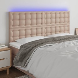 vidaXL LED Kopfteil Cappuccino-Braun 160x5x118/128cm Kunstleder