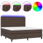 vidaXL Boxspringbett mit Matratze & LED Braun 160x200 cm Kunstleder vidaXL Boxspringbett mit Matratze & LED Braun 160x200 cm Kunstleder