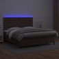 vidaXL Boxspringbett mit Matratze & LED Braun 160x200 cm Kunstleder vidaXL Boxspringbett mit Matratze & LED Braun 160x200 cm Kunstleder