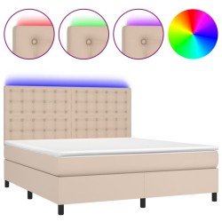 vidaXL Boxspringbett mit Matratze & LED Cappuccino-Braun 160x200cm