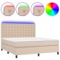 vidaXL Boxspringbett mit Matratze & LED Cappuccino-Braun 160x200cm vidaXL Boxspringbett mit Matratze & LED Cappuccino-Braun 160x200cm