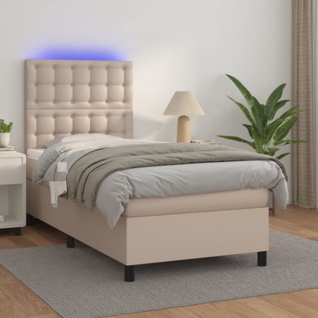 vidaXL Boxspringbett mit Matratze & LED Cappuccino-Braun 80x200cm