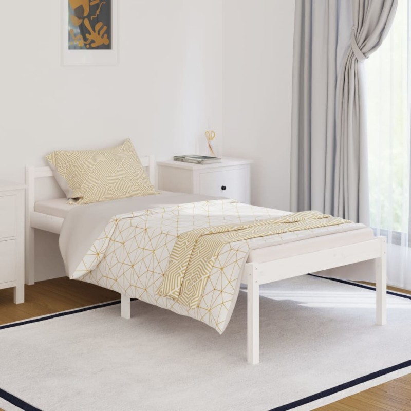 vidaXL Seniorenbett Weiß 90x190 cm Massivholz Kiefer vidaXL Seniorenbett Weiß 90x190 cm Massivholz Kiefer