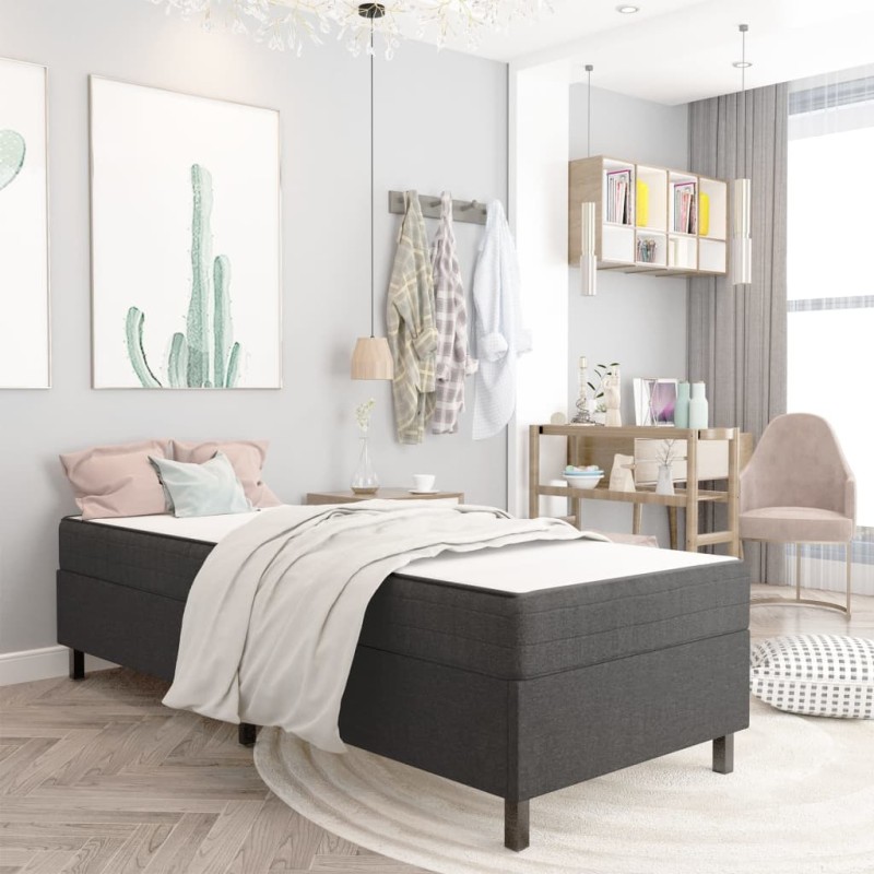 Boxspringbett Dunkelgrau Stoff 90x200 cm Boxspringbett Dunkelgrau Stoff 90x200 cm