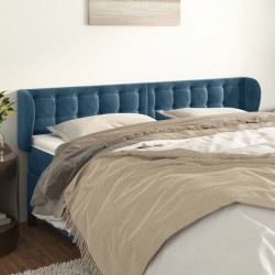 vidaXL Kopfteil mit Ohren Dunkelblau 203x23x78/88 cm Samt