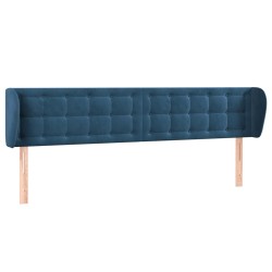 vidaXL Kopfteil mit Ohren Dunkelblau 203x23x78/88 cm Samt