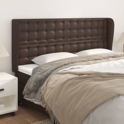 vidaXL Kopfteil mit Ohren Braun 163x23x118/128 cm Kunstleder