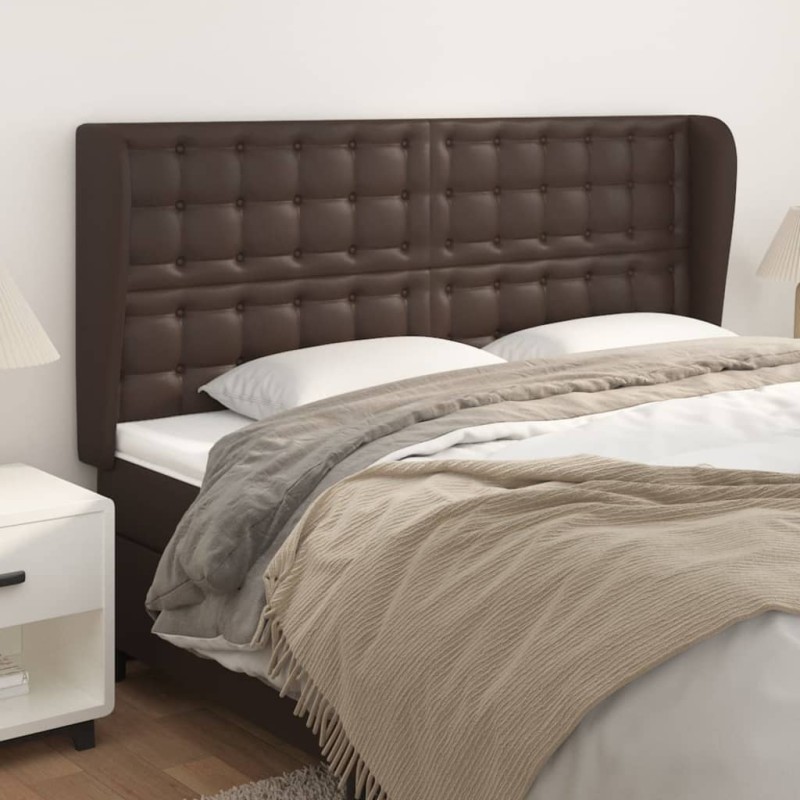vidaXL Kopfteil mit Ohren Braun 163x23x118/128 cm Kunstleder vidaXL Kopfteil mit Ohren Braun 163x23x118/128 cm Kunstleder
