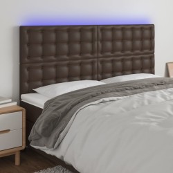 vidaXL LED Kopfteil Braun 160x5x118/128 cm Kunstleder