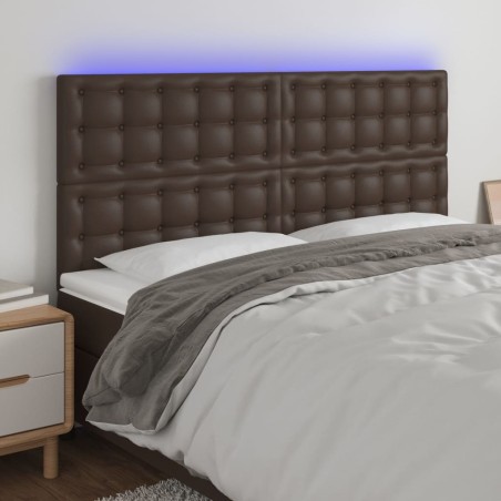 vidaXL LED Kopfteil Braun 160x5x118/128 cm Kunstleder