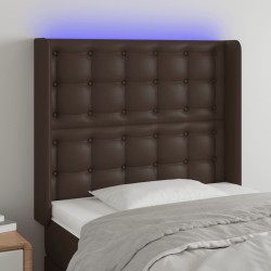 vidaXL LED Kopfteil Braun 83x16x118/128 cm Kunstleder