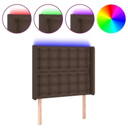 vidaXL LED Kopfteil Braun 83x16x118/128 cm Kunstleder