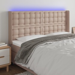 vidaXL LED Kopfteil Cappuccino-Braun 163x16x118/128cm Kunstleder