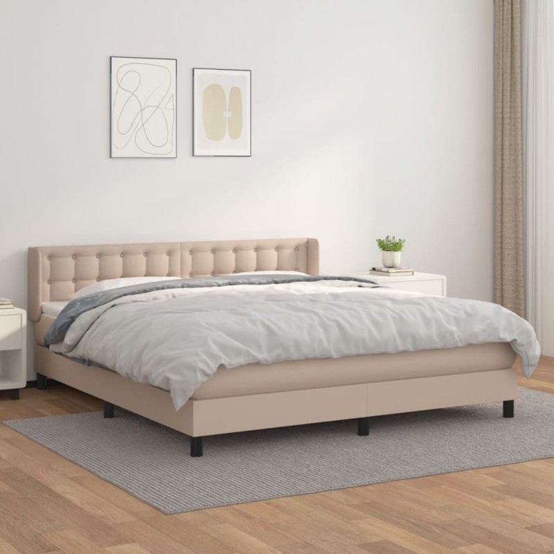 vidaXL Boxspringbett Matratze Cappuccino-Braun 160x200 cm Kunstleder vidaXL Boxspringbett Matratze Cappuccino-Braun 160x200 cm Kunstleder