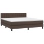 vidaXL Boxspringbett mit Matratze Braun 160x200 cm Kunstleder vidaXL Boxspringbett mit Matratze Braun 160x200 cm Kunstleder