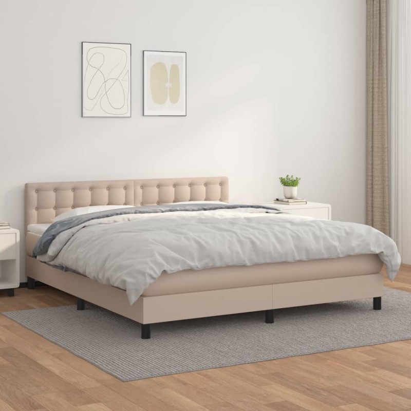 vidaXL Boxspringbett Matratze Cappuccino-Braun 160x200 cm Kunstleder vidaXL Boxspringbett Matratze Cappuccino-Braun 160x200 cm Kunstleder