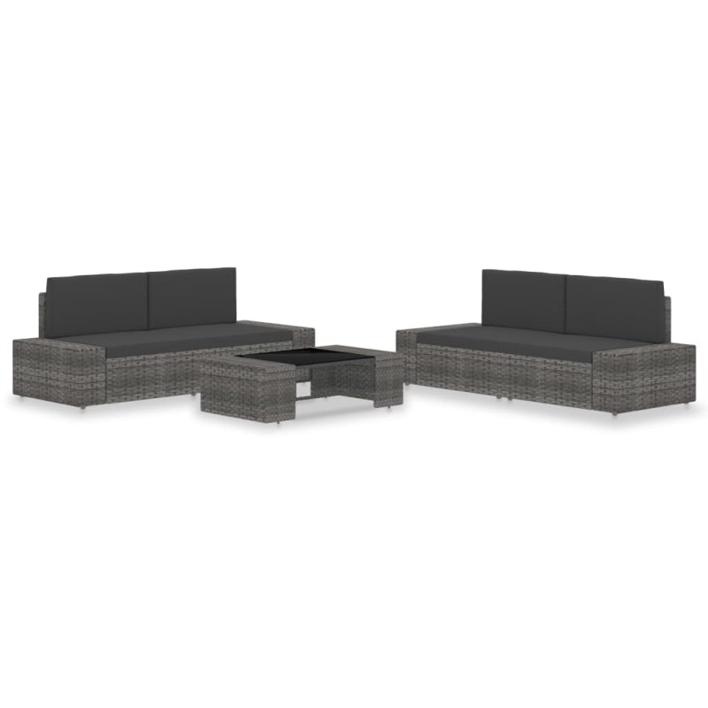 vidaXL 5-tlg. Garten-Lounge-Set Poly Rattan Grau vidaXL 5-tlg. Garten-Lounge-Set Poly Rattan Grau